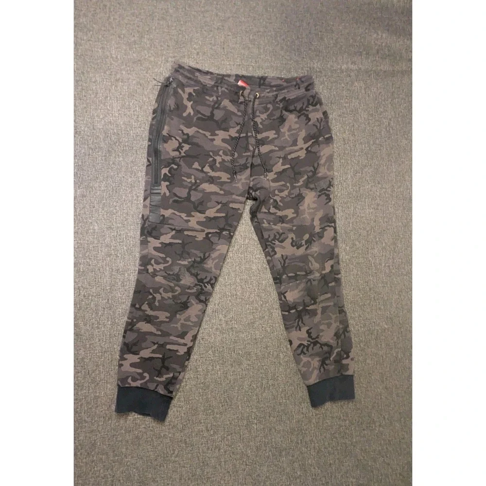 Nike Camo Joggers Y2K Large‎ Sweatpants Black Gray Camo Fleece Athletic Pants